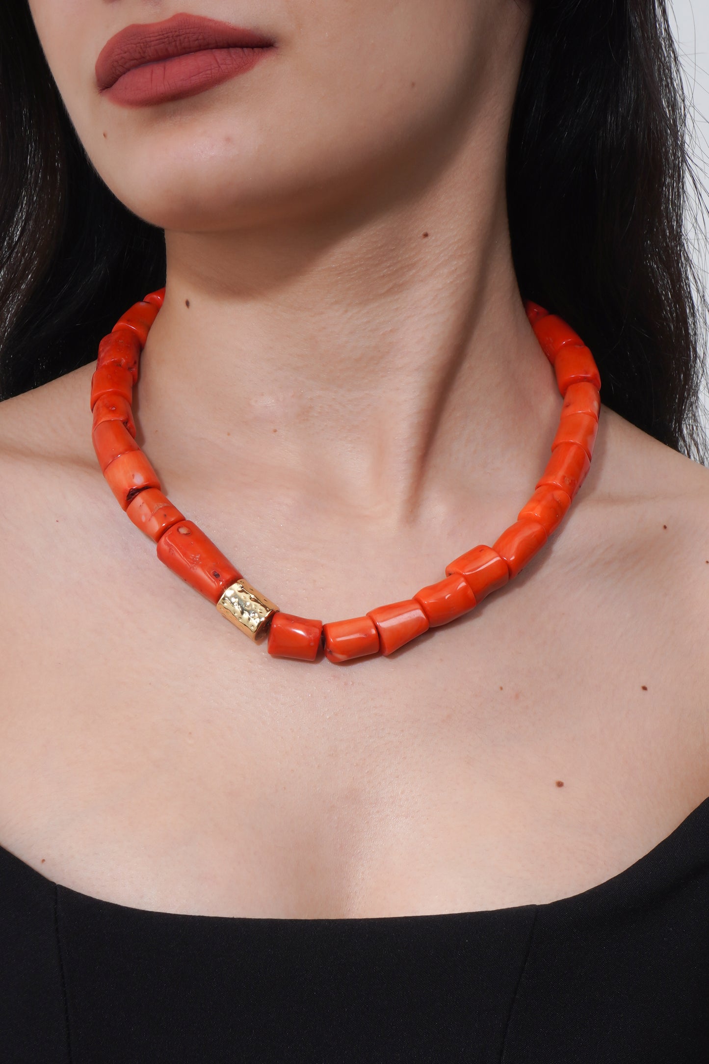Tuly Necklace - Orange Coral Stone Necklace