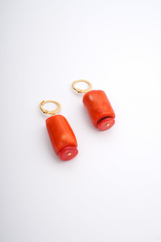 Tuly Earrings - Orange Coral Stone Earrings