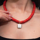 Vulcao Necklace - Red Coral Stone Necklace