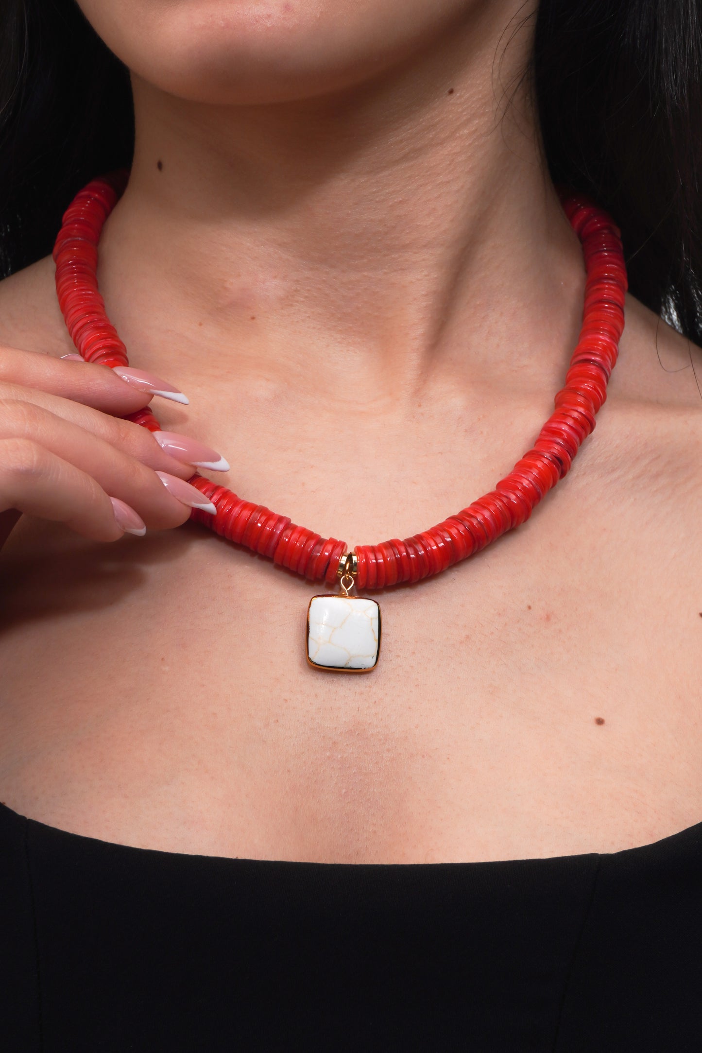Vulcao Necklace - Red Coral Stone Necklace
