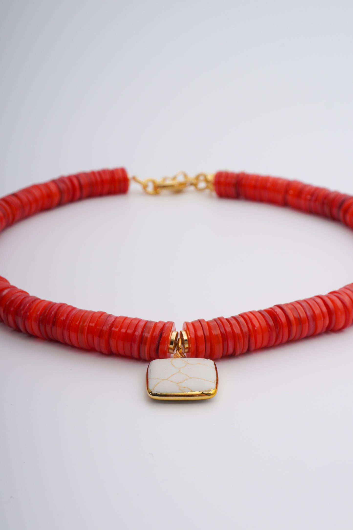 Vulcao Necklace - Red Coral Stone Necklace